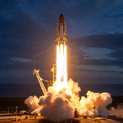 Space Shuttle Launch at Night