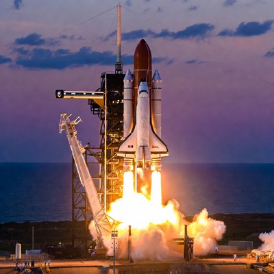 Space Shuttle Launch at Dusk