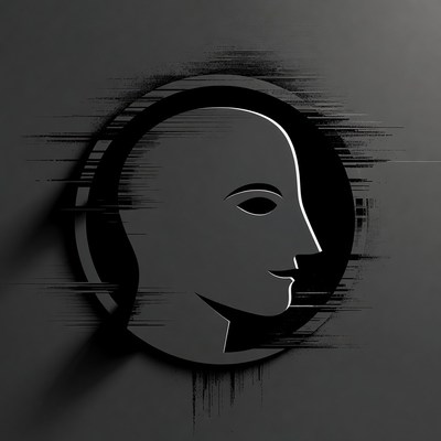 Silhouette Woman Profile in Glitch Circle