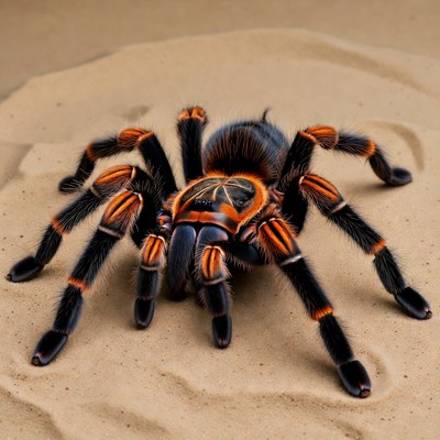 Orange Baboon Tarantula on Sand