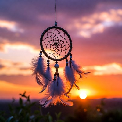 Dreamcatcher Hanging at Sunset