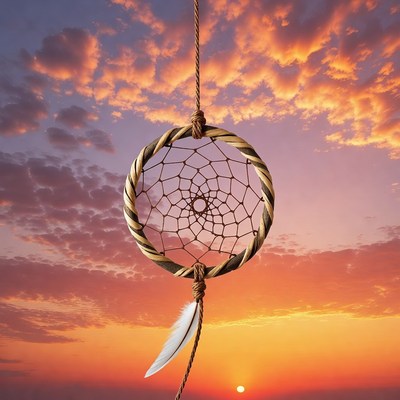 Dreamcatcher Hanging Against Sunset Sky