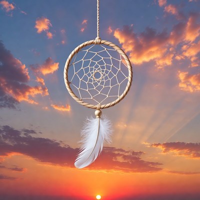 Dreamcatcher Hanging in Sunset Sky