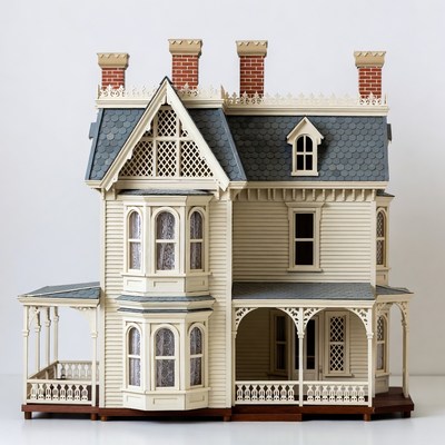 Victorian Dollhouse on White Background