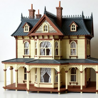 Victorian Dollhouse on White Background
