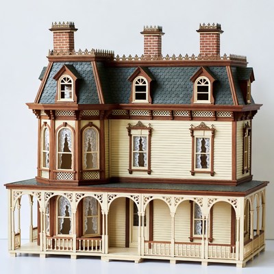 Victorian Dollhouse on White Background