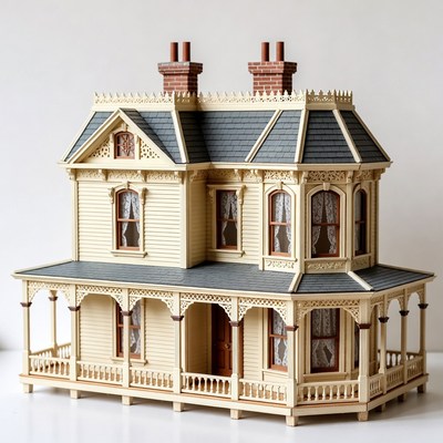 Victorian Dollhouse on White Background