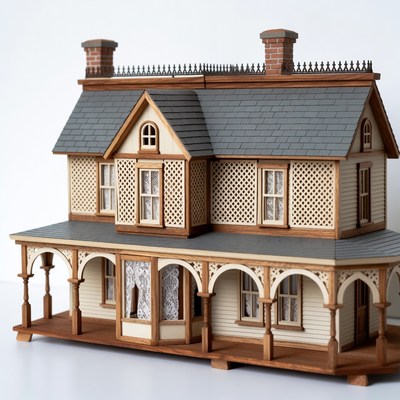 Detailed Victorian Dollhouse Model