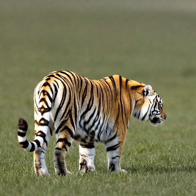Tiger standing in green grass