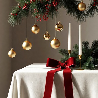 Christmas Garland with Gold Ornaments