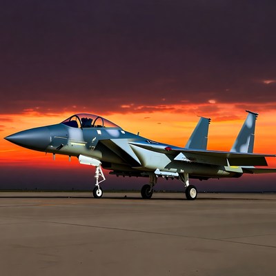 F-15 Fighter Jet at Sunset