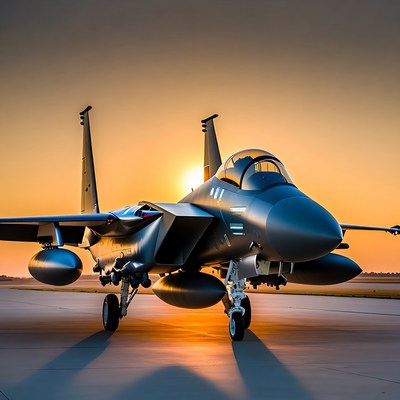 F-15 Fighter Jet at Sunset