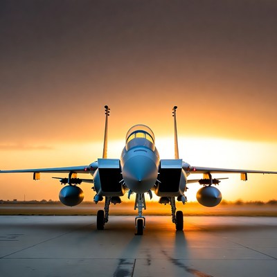 F-15 Fighter Jet at Sunset