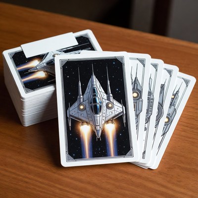 Stack of sci-fi spaceship playing cards