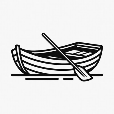 Rowboat with oar illustration