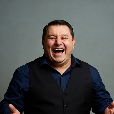 Man laughing with open mouth