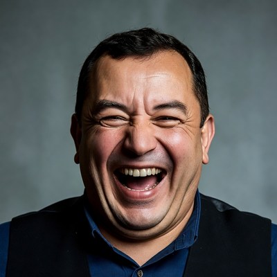 Man laughing heartily