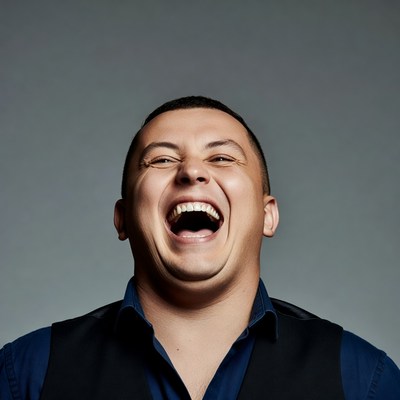 Man laughing heartily