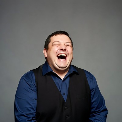 Man laughing heartily