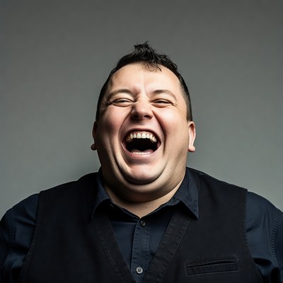 Man laughing heartily