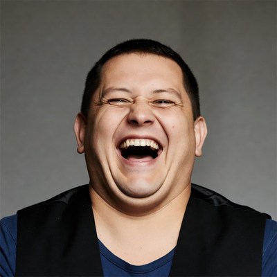 Man laughing heartily