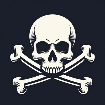 White Skull and Crossbones Symbol