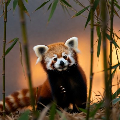 Red Panda in Bamboo Forest