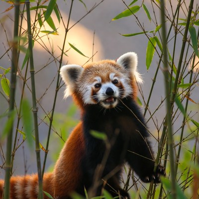 Red Panda in Bamboo Forest