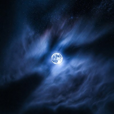 Full Moon in Night Clouds