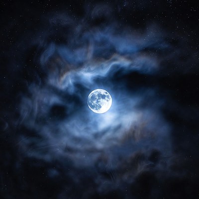 Full Moon in Swirling Clouds