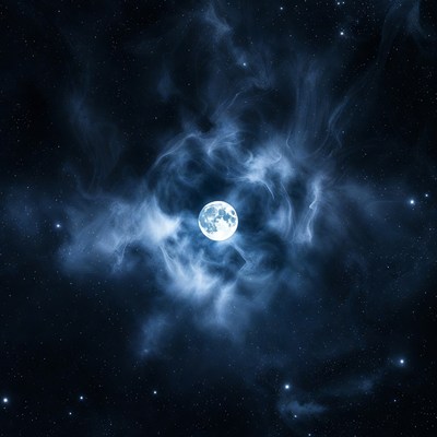 Full Moon in Nebula Clouds