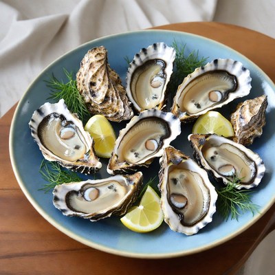 Fresh oysters with lemon and dill