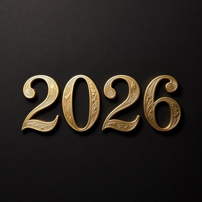 Golden 2026 Numbers on Black