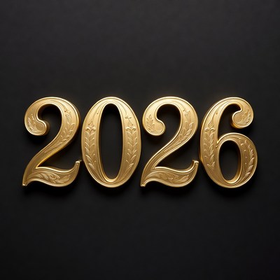 Golden 2026 Numbers on Black
