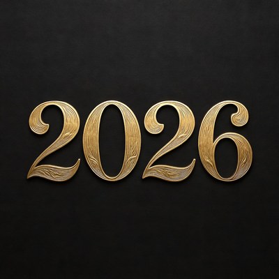 Golden 2026 Numbers on Black