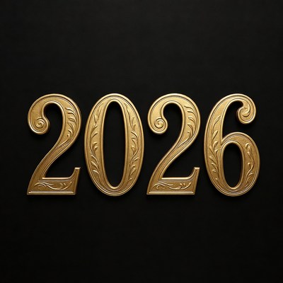Gold 2026 Numbers on Black
