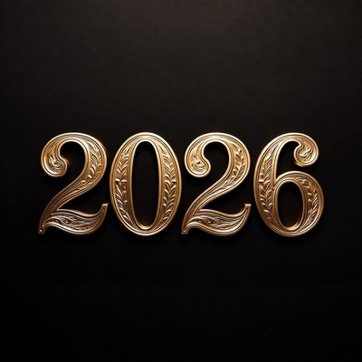 Golden 2026 Numbers on Black