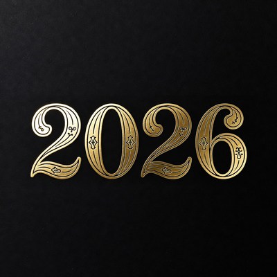 Golden 2026 on Black Background