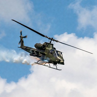 Flying AH-1 Cobra Helicopter