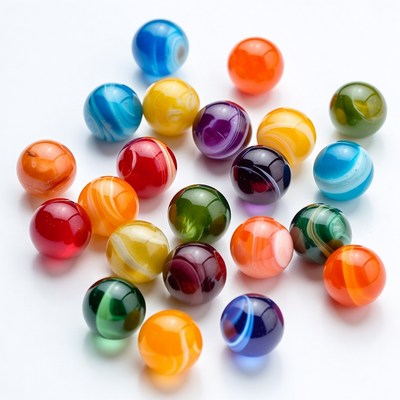 Colorful Marbles on White Background
