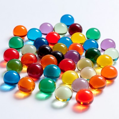 Colorful Glass Marbles on White Background