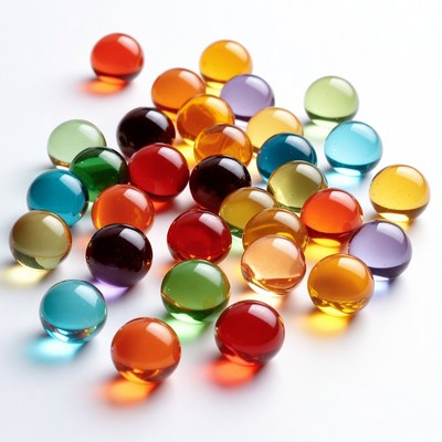 Colorful Glass Marbles on White Background