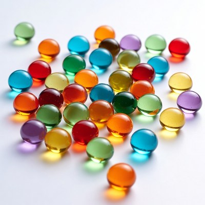 Colorful Glass Marbles on White Background