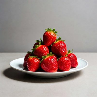 Fresh Strawberries Stacked on White Plate