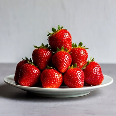 Stack of Fresh Strawberries on Plate