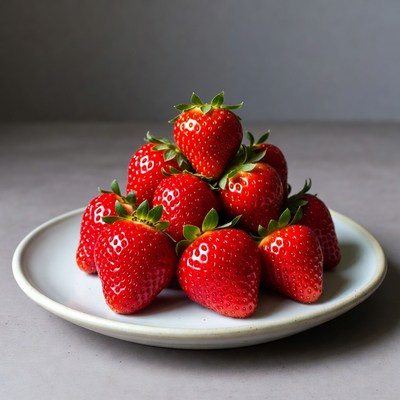 Stack of Fresh Strawberries on Plate