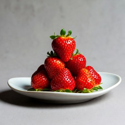 Stack of Fresh Strawberries on Plate