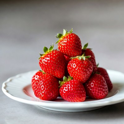 Stack of Fresh Strawberries on Plate