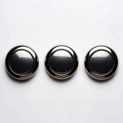 Three Shiny Black Metal Buttons