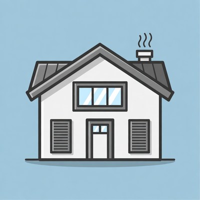 White house with chimney smoke